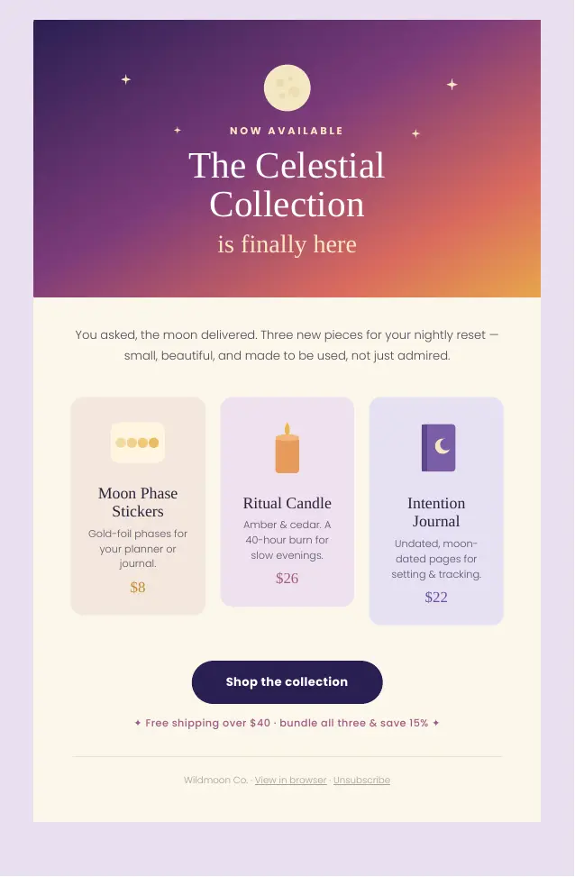 Custom-coded HTML email portfolio collection